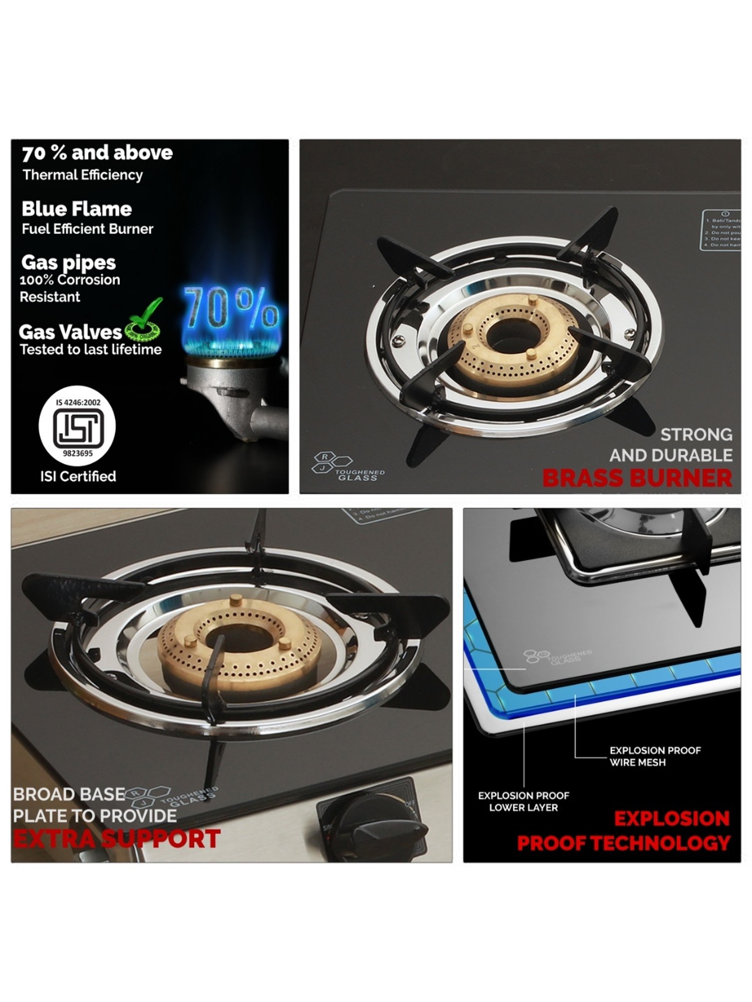 Urban Chef Gas Stove with 2 Burners ( Black )