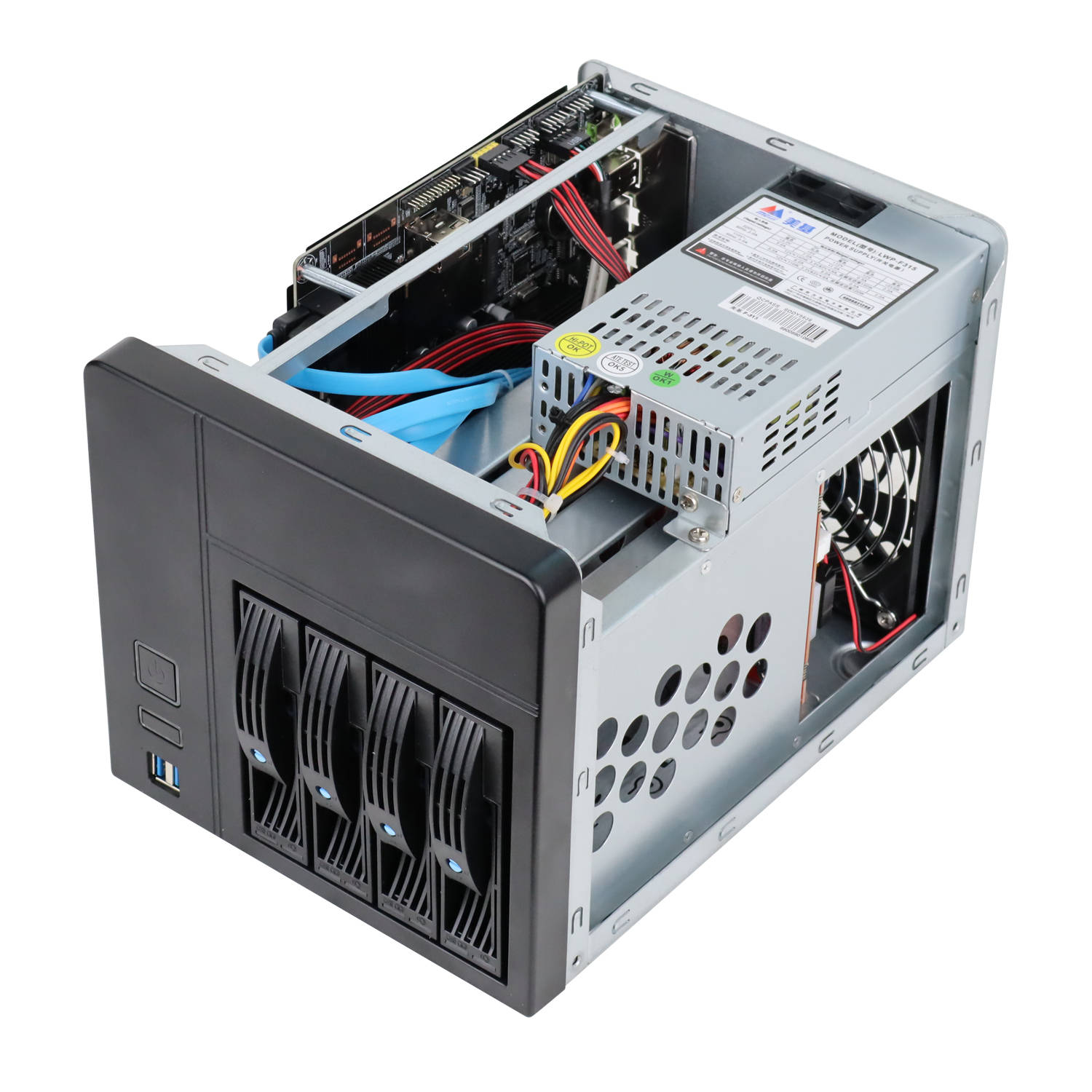 4-bay NAS chassis / ATX DIY hot-swappable IPFS server mini mini-itx empty chassis / + 1U 150W power supply