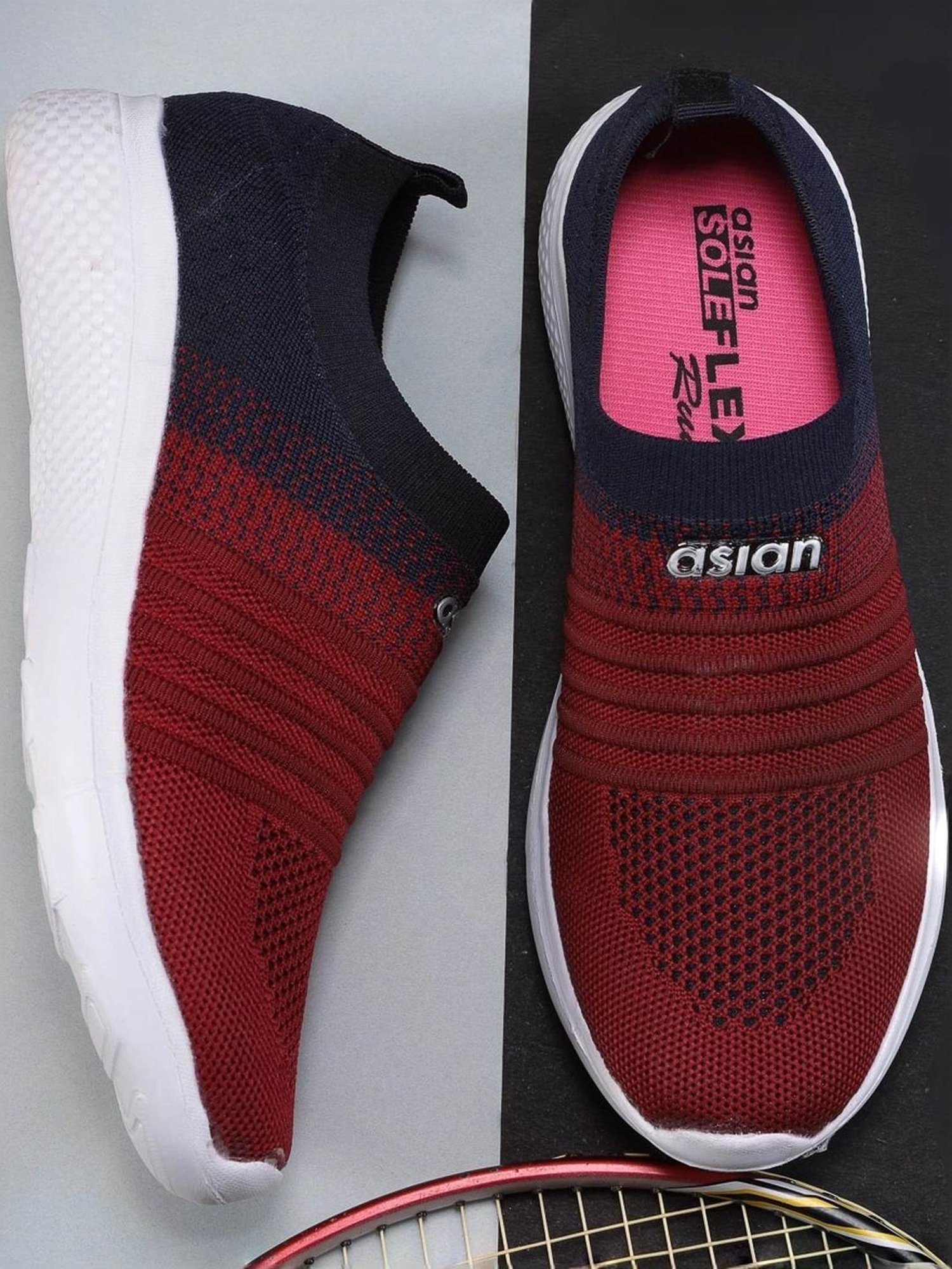 Asian Women's Maroon Walking Shoes