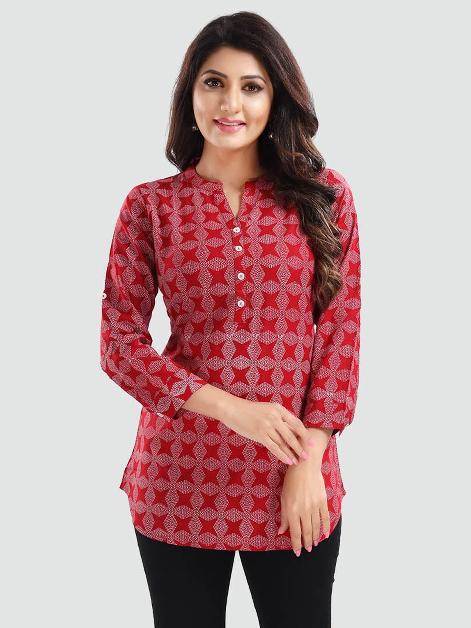 Saree Swarg Red Printed Tunic