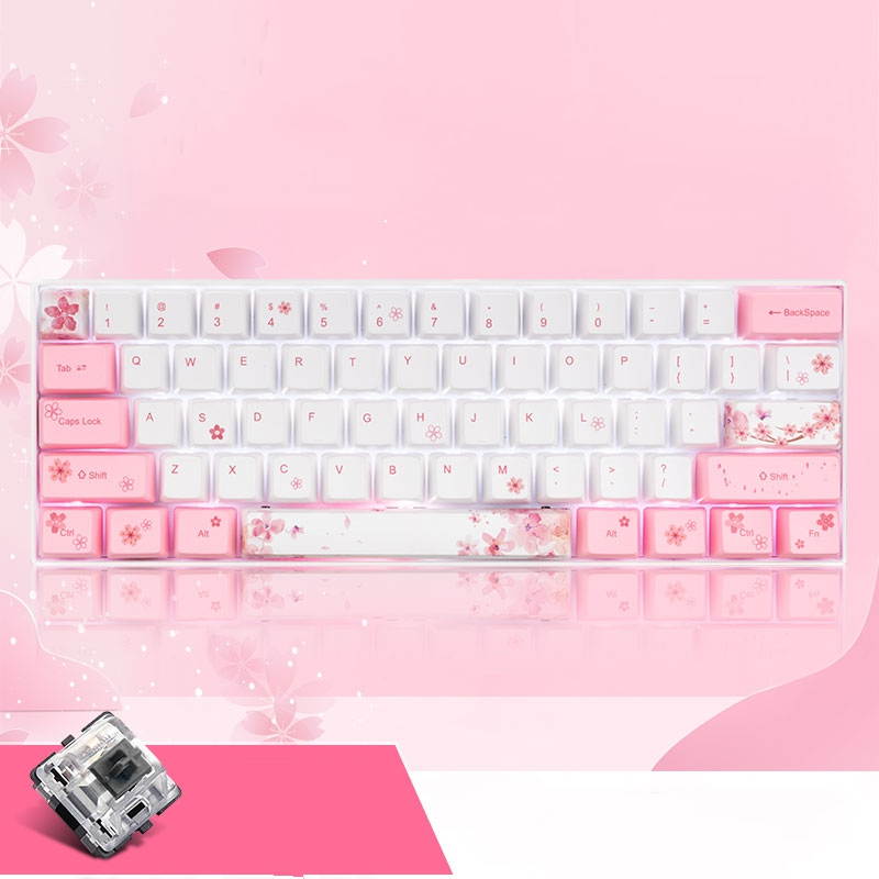 A-jazz AK61 Bluetooth Wireless and  USB Wired Dual Connectivity Mechanical Gaming Keyboard, Durable ABSKeycaps, White Backlit -Blue Switch( White )