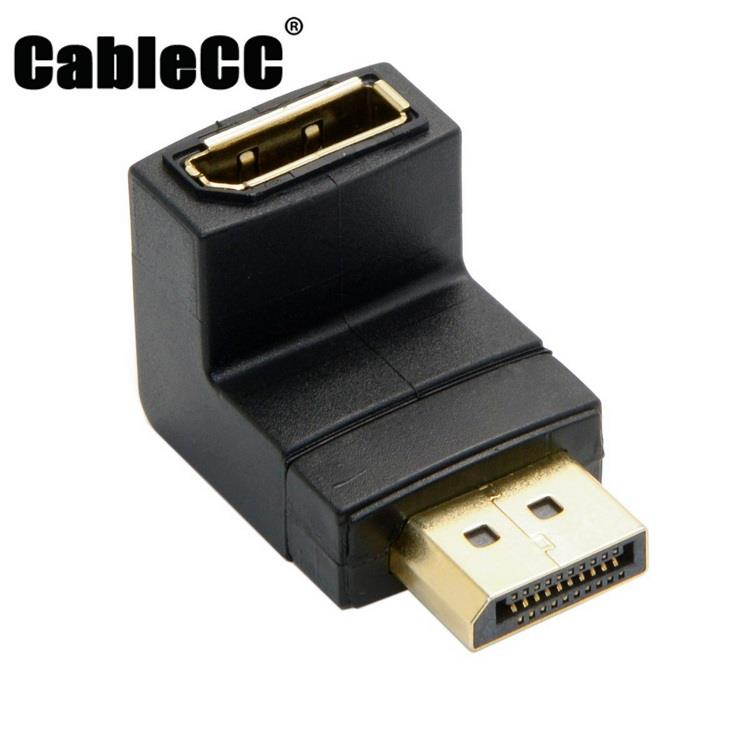Cablecc Down Angled 90 Degree DisplayPort Male to Female Extension Adapter