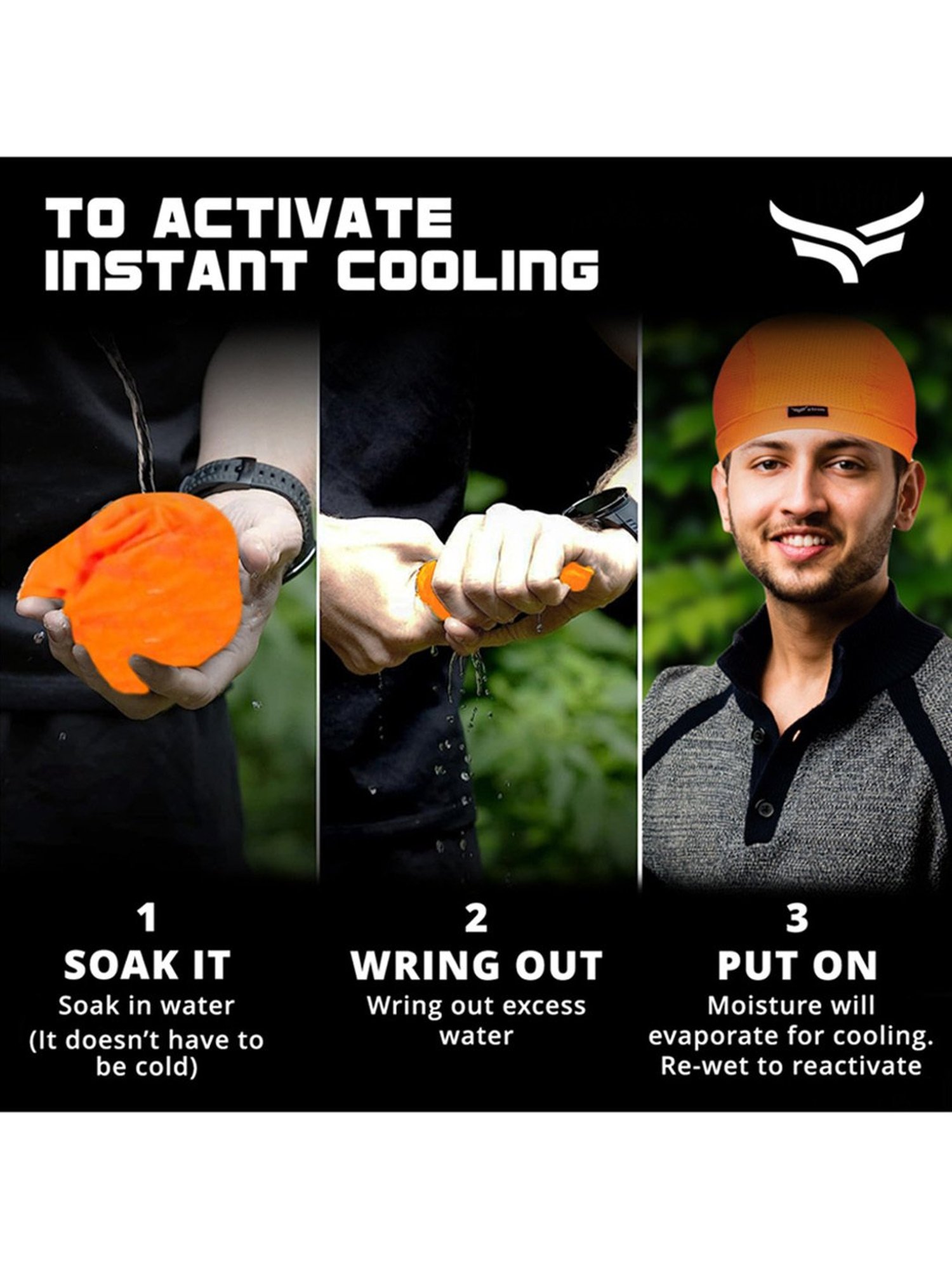 Xtrim Sweat Cooling Cotton Helmet Skull Cap (Orange) Size - Free Size