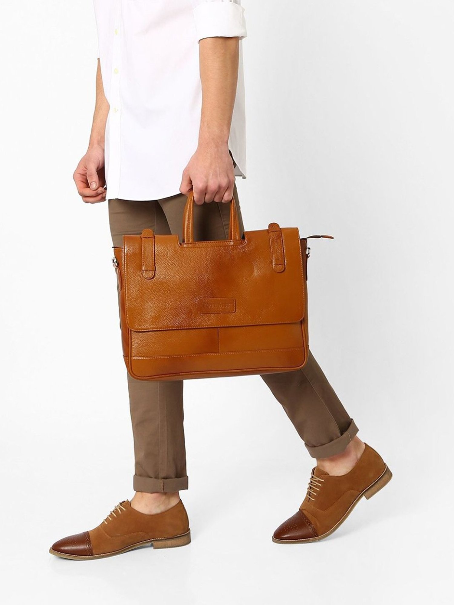 Tortoise Work Edition Massimo Tan Leather Medium Laptop Messenger Bag