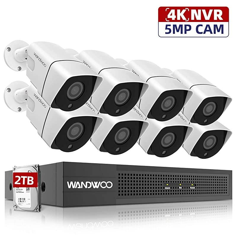 5MP 2TB? PoE 5MP Home Security Camera System, 8 Channel Camera Systems with 2TB Hard Drive and 8Pcs 5MP(2560 TVL) Outdoor Indoor IP Cameras, Plug and Play, Motion Detection, Night Vision