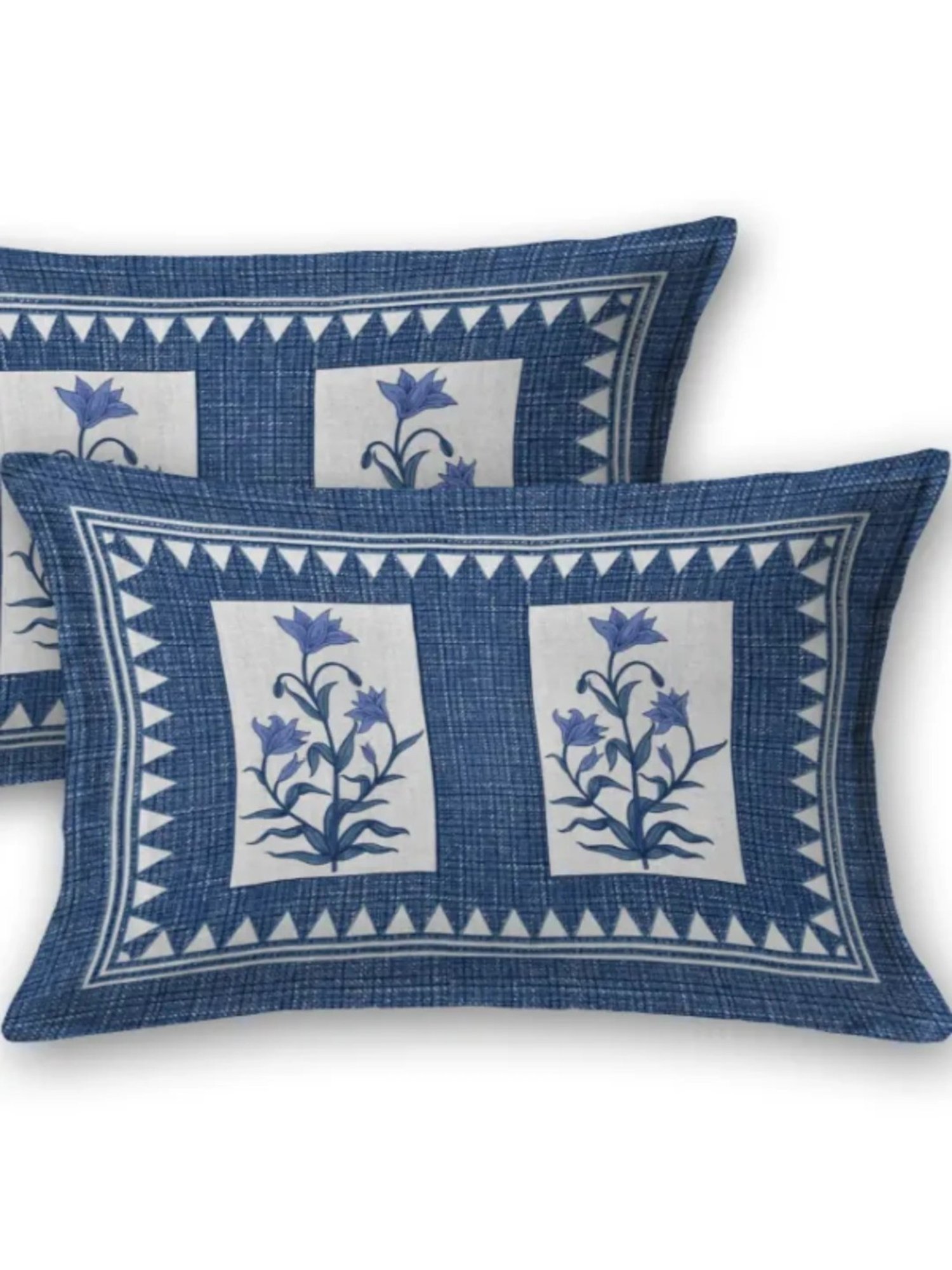 Living Roots Floral Blue 240 TC Cotton Bedsheet with 2 Pillow Covers