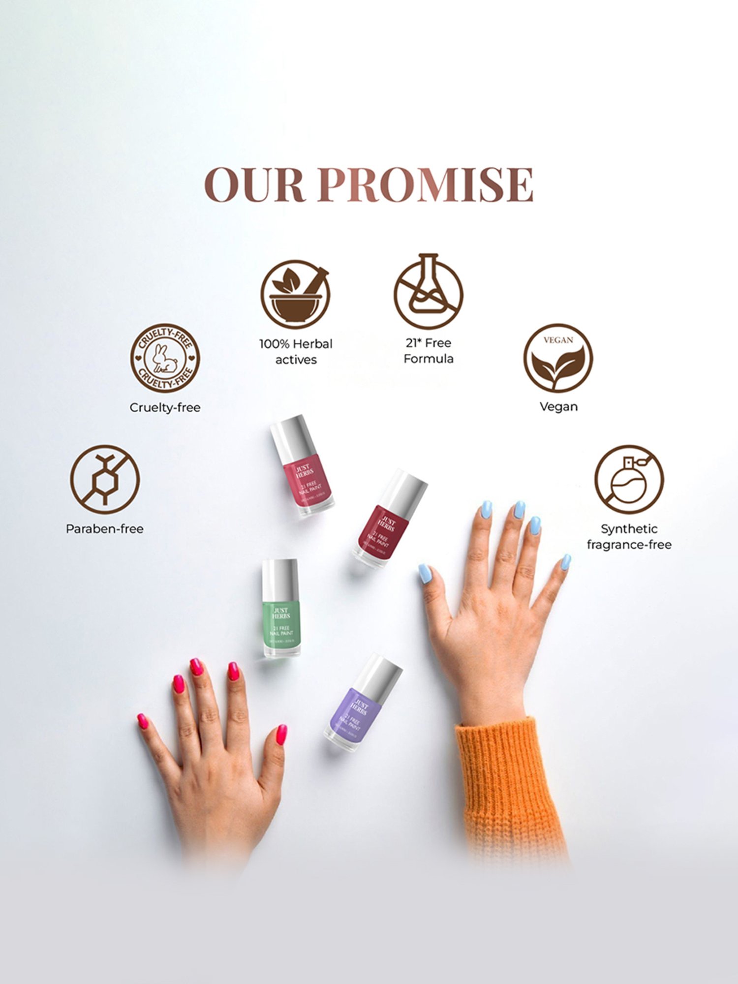 JUST HERBS 21 Free Nail Paint Cherry Red - 6 ml