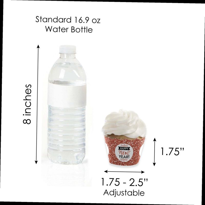 Big Dot of Happiness Rose Gold Happy New Year - Cupcake Decoration - 2021 New Year's Eve Party Cupcake Wrappers and Treat Picks Kit - Set of 24