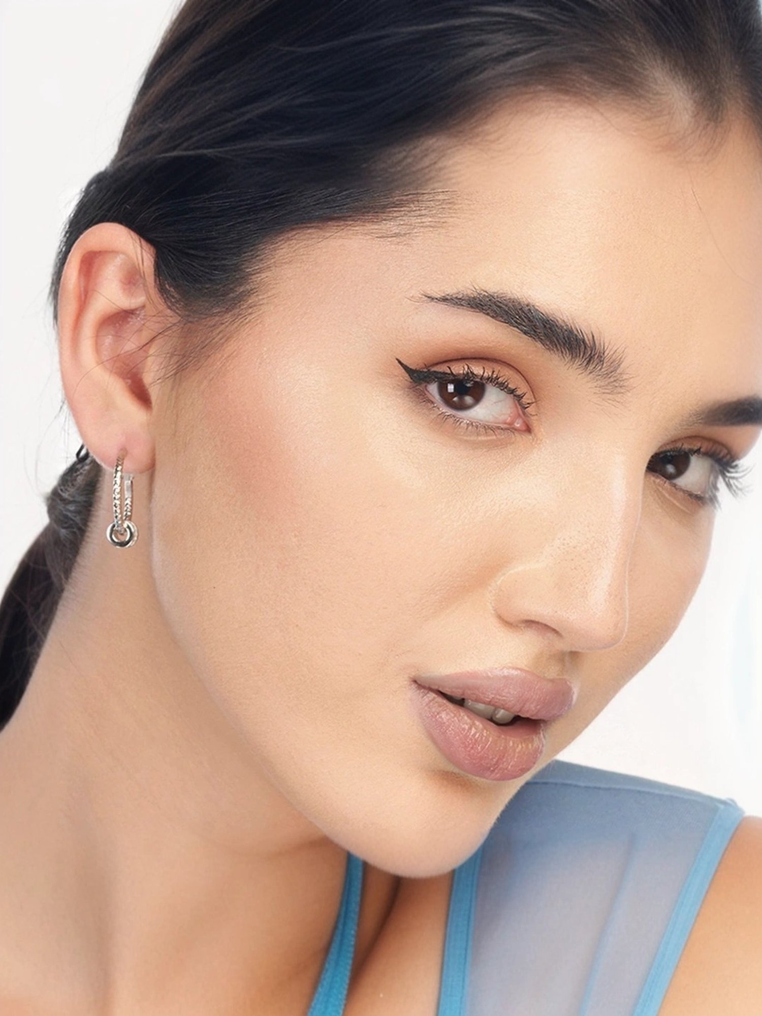 Touch925 Sterling Silver Oval Hoop Hollow Charms for Women & Girls