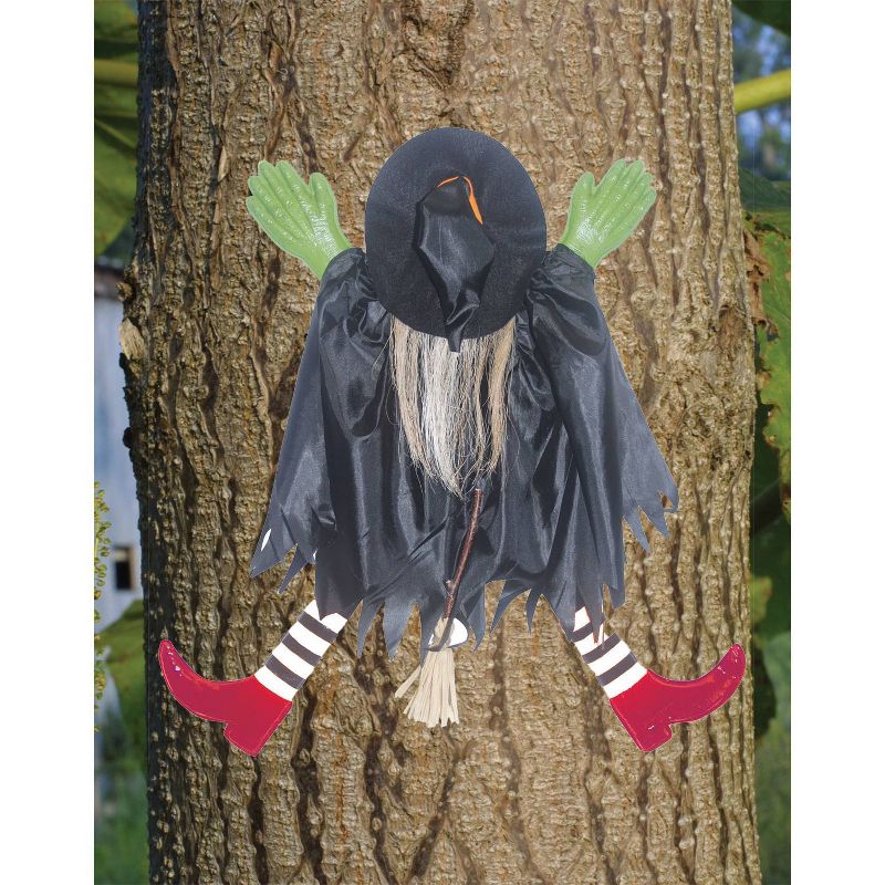 Halloween Tree Trunk Witch with Red Shoes