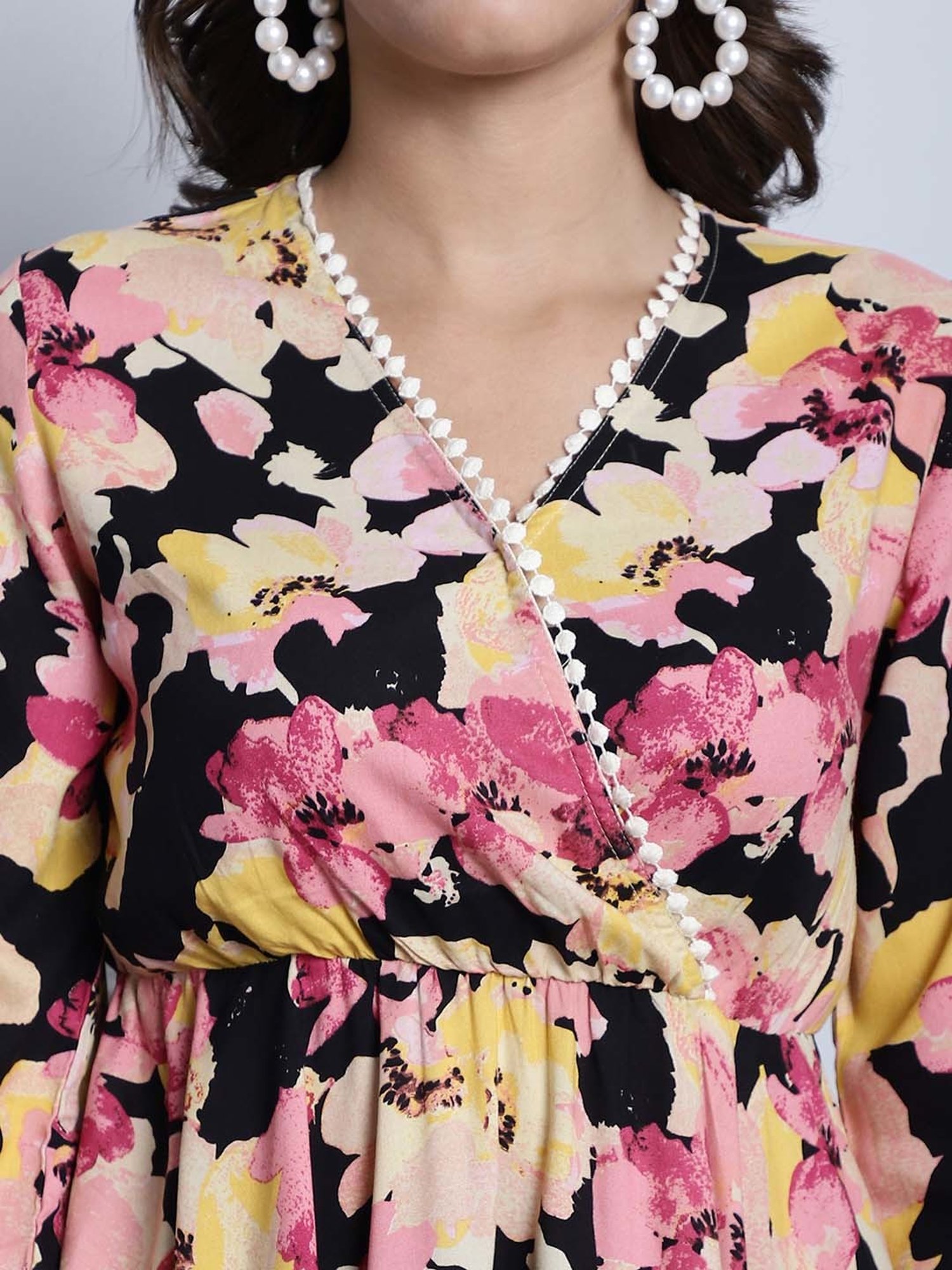 Claura Multicolored Floral Print Top Pant Set