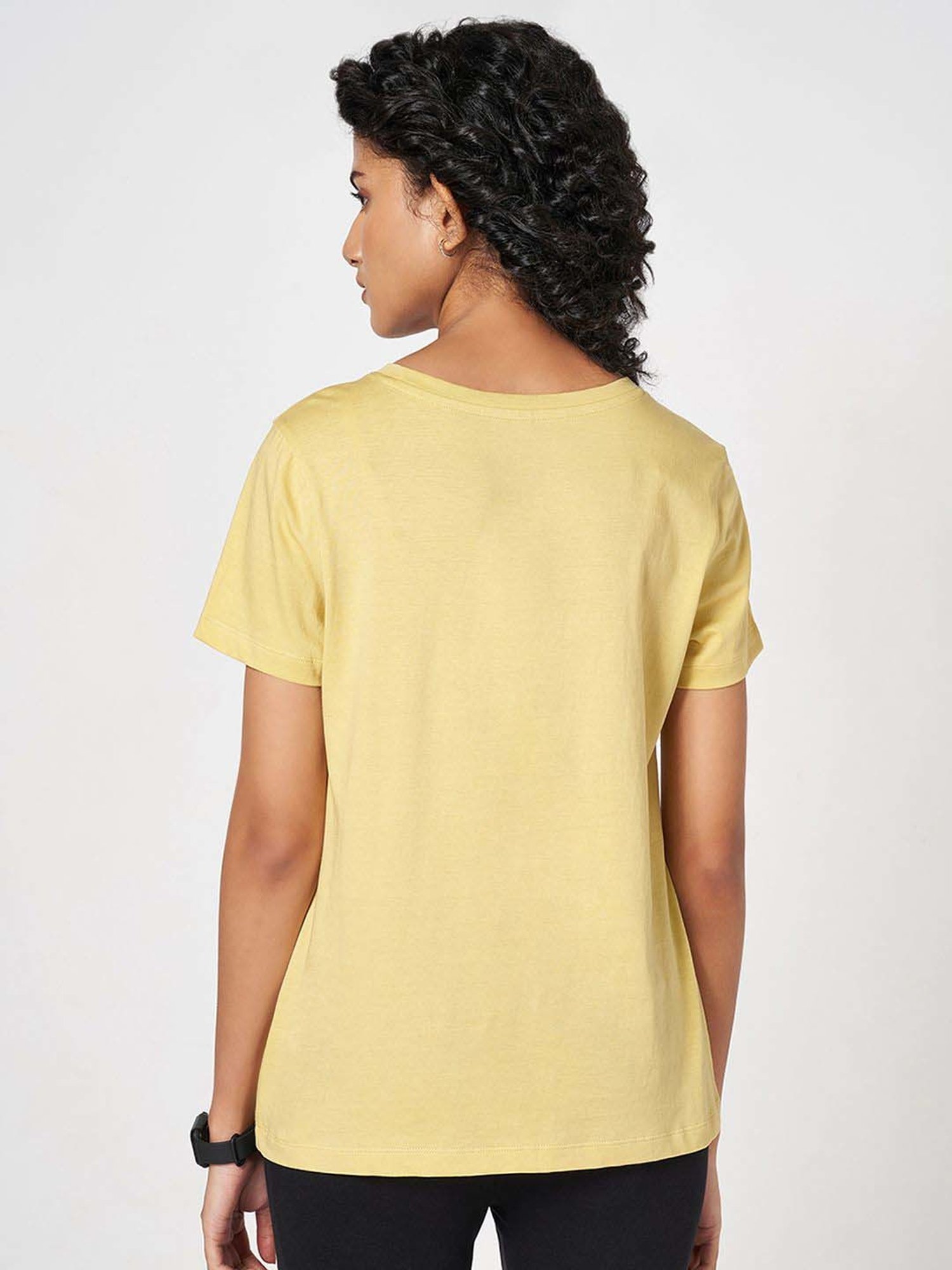 Ajile by Pantaloons Yellow Cotton Printed T-Shirt