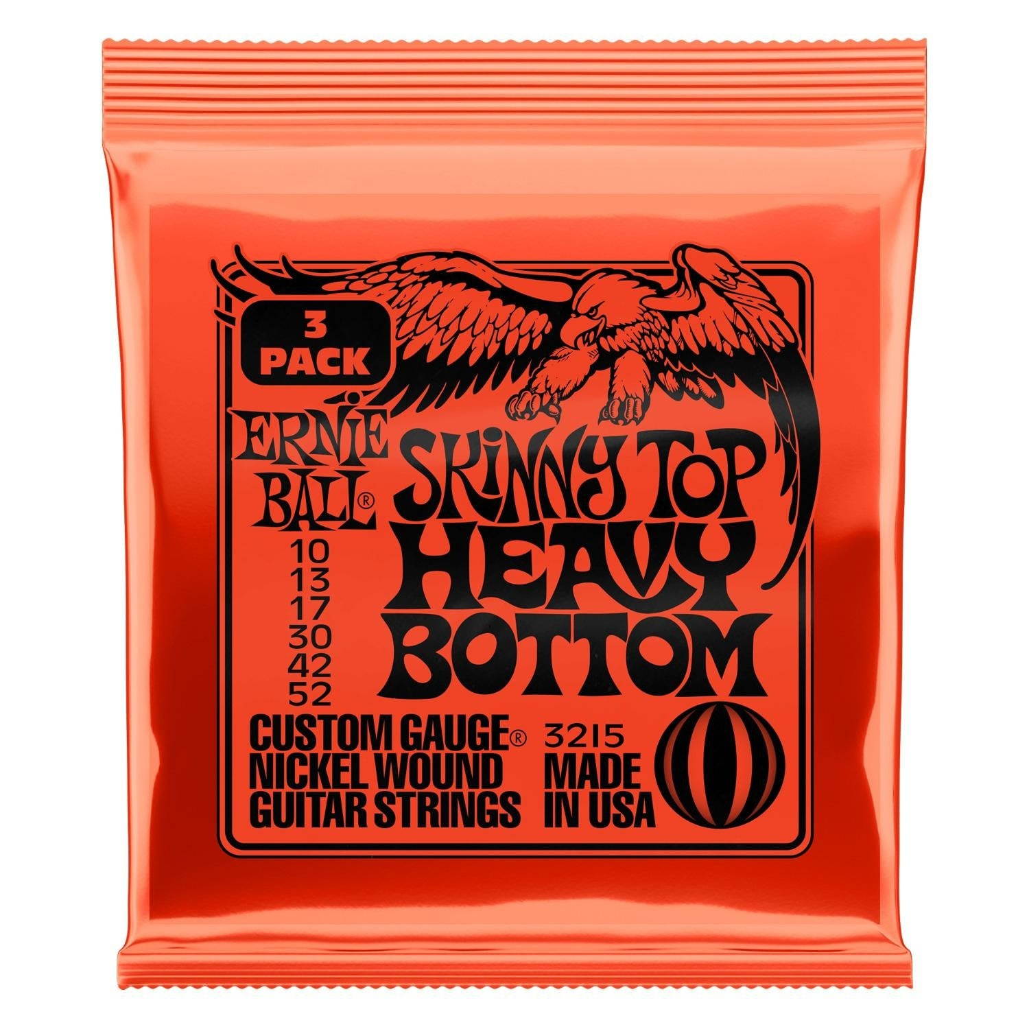 Ernie Ball 3215 Nickel Skinny Top/Heavy Bottom Electric Guitar Strings 3-Pack