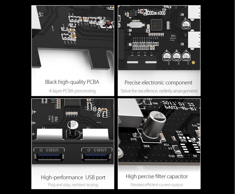ORICO SuperSpeed 7 Ports USB3.0 PCI-E Expansion Card Adapter PCI-E USB 3.0 HUB Controller Adapter Add on Card for Windows Vista PC Laptop (No Additional Power Connection Needed)