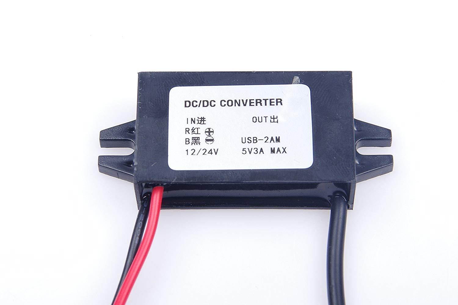 KNACRO DC-DC Convert Step-down power supply module 12V/24V 8~35V to 5V 3A USB female+ mini USB output Waterproof
