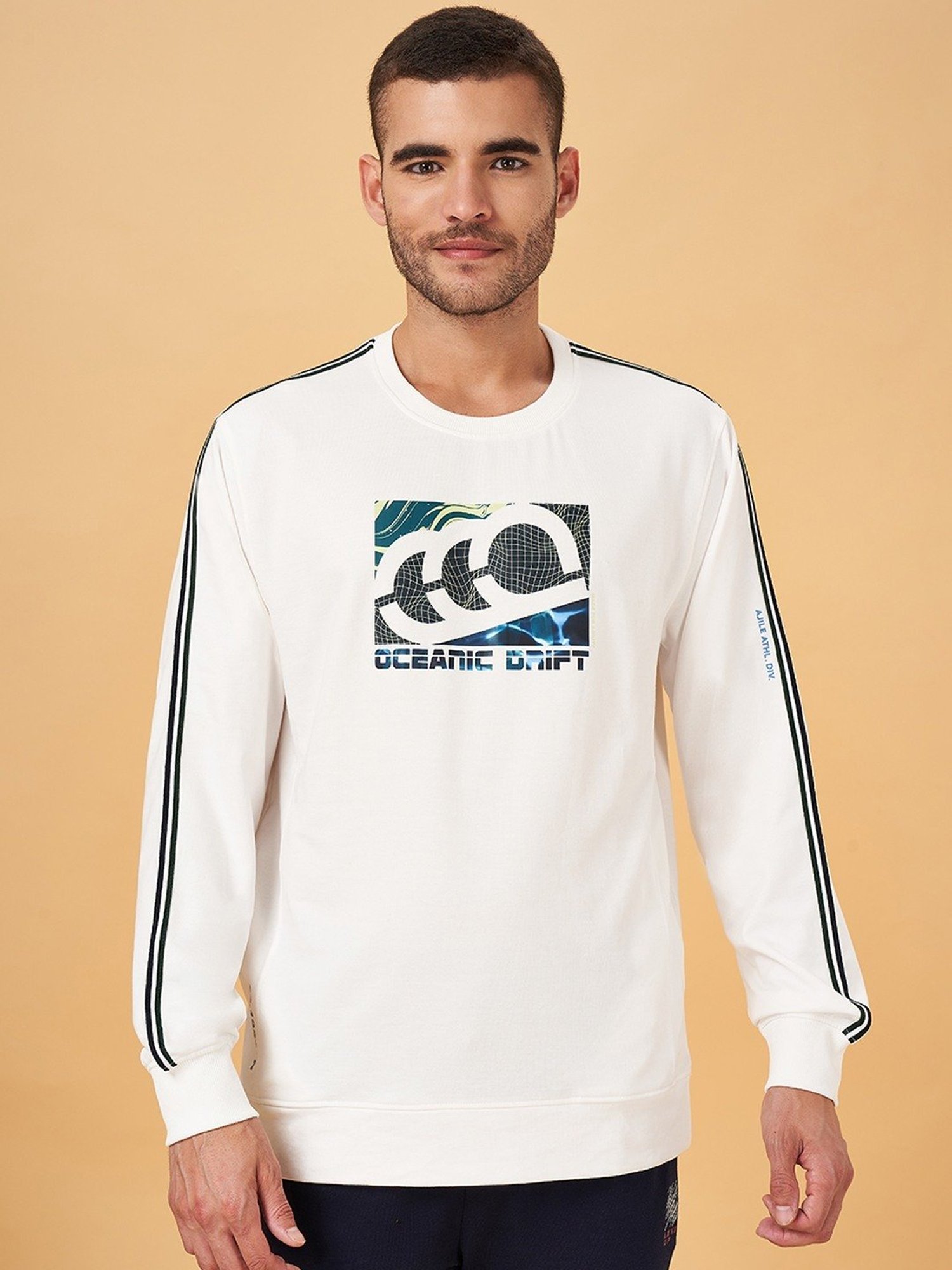 Ajile by Pantaloons White Slim Fit Printed T-Shirt