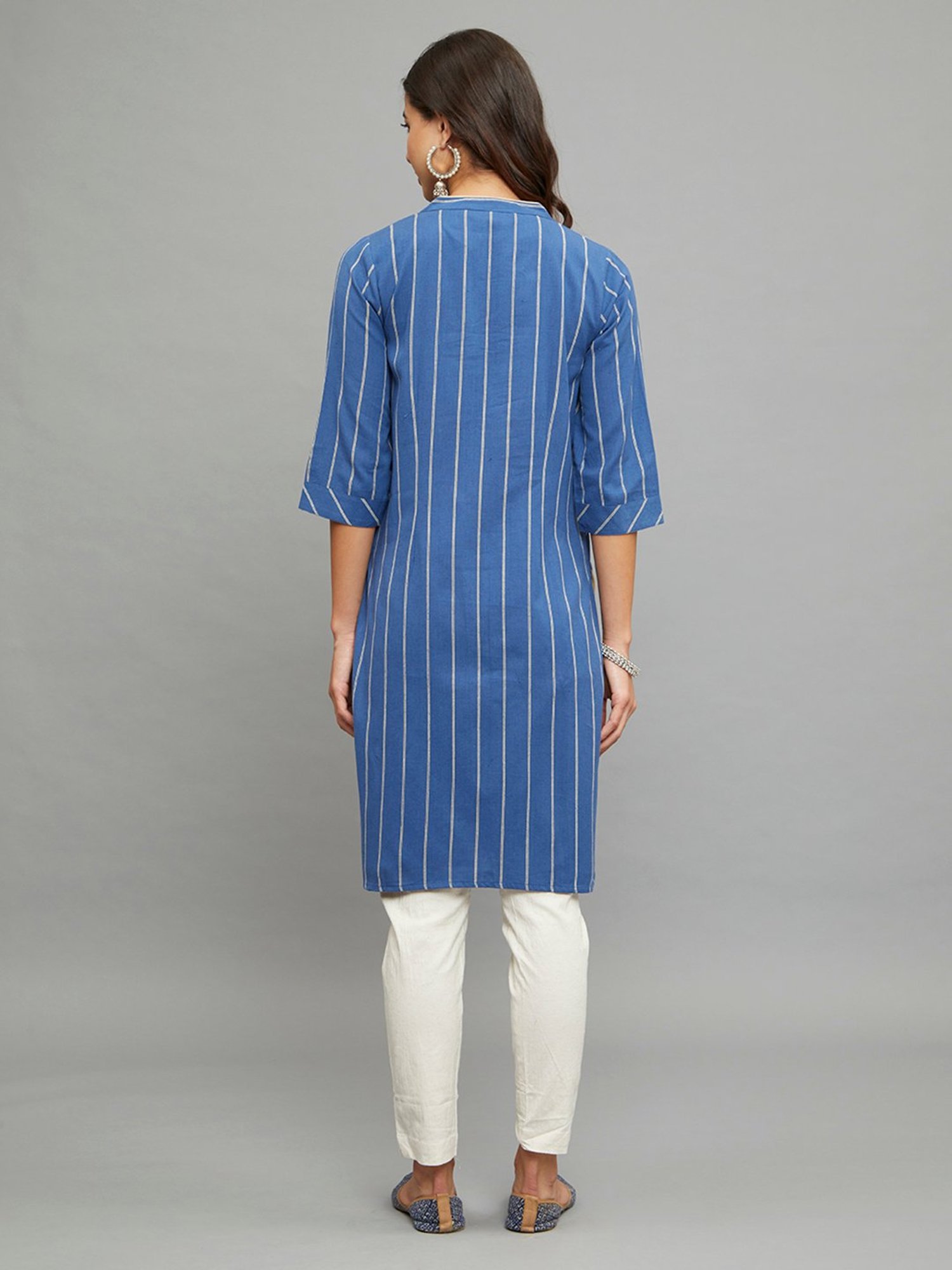 paislei Blue Stripes A Line Kurta