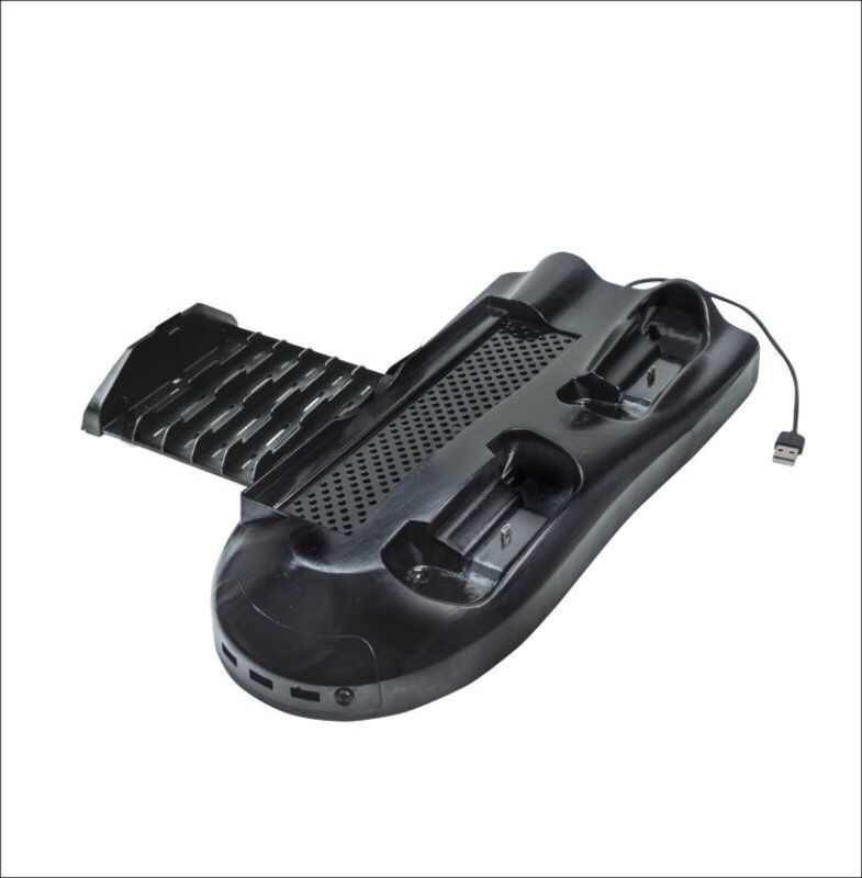 HaiBlue 5 in 1 Vertical Stand for Xbox One X Cooling Fan with Controller Charger Charging Station Game Discs Storage and 3 USB Ports