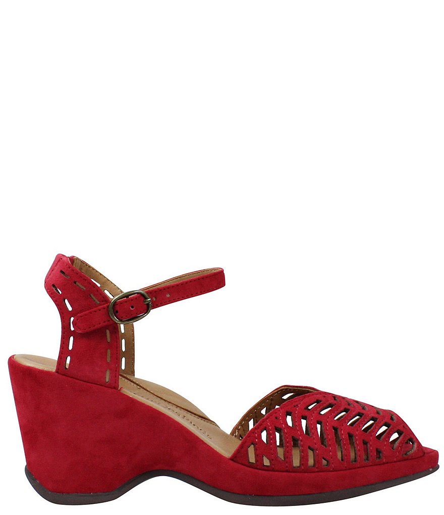 L'Amour Des Pieds Oanez Cut Out Suede Wedge Sandals
