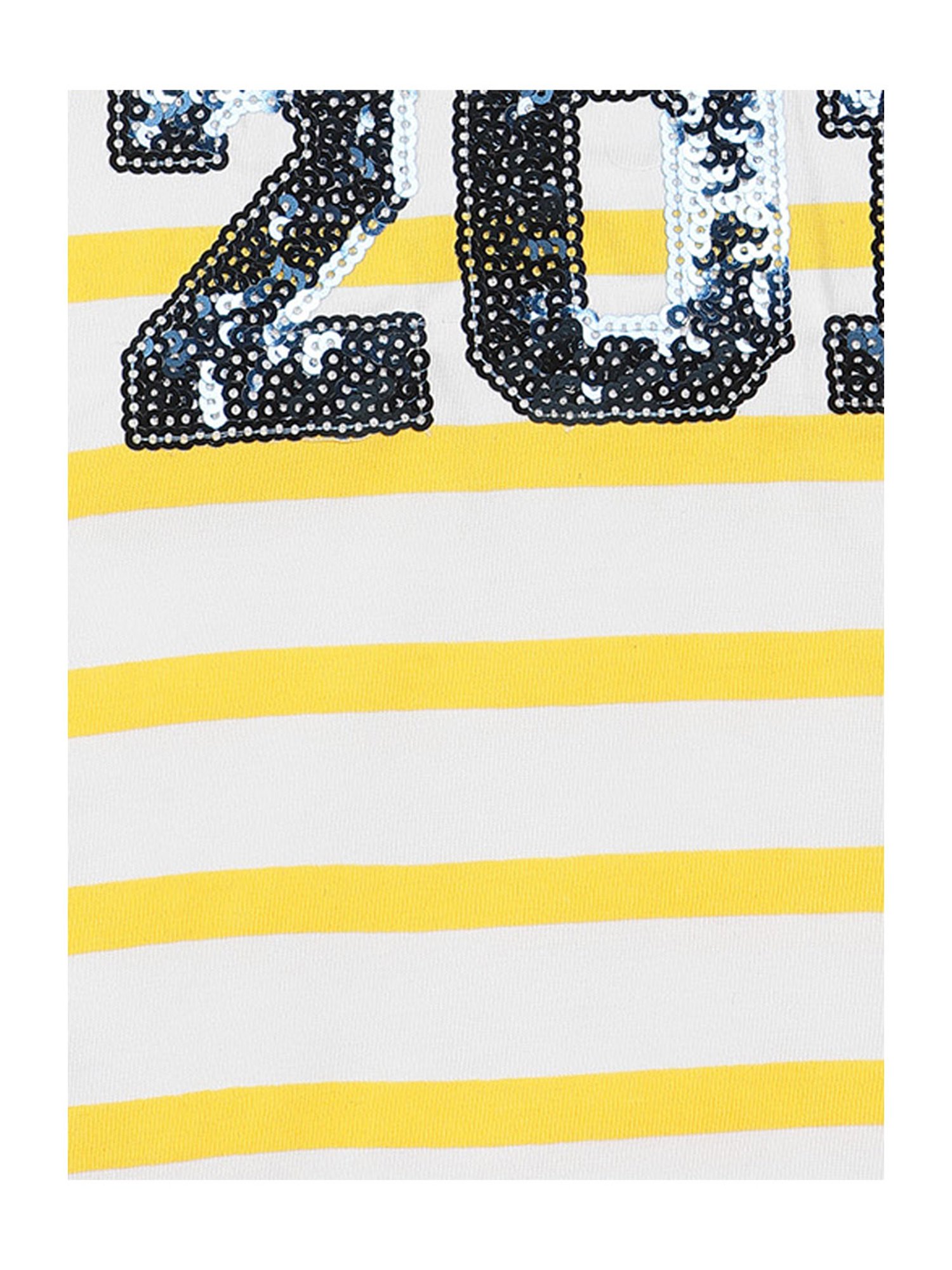 Blue Giraffe Kids Yellow Cotton Striped T-Shirt