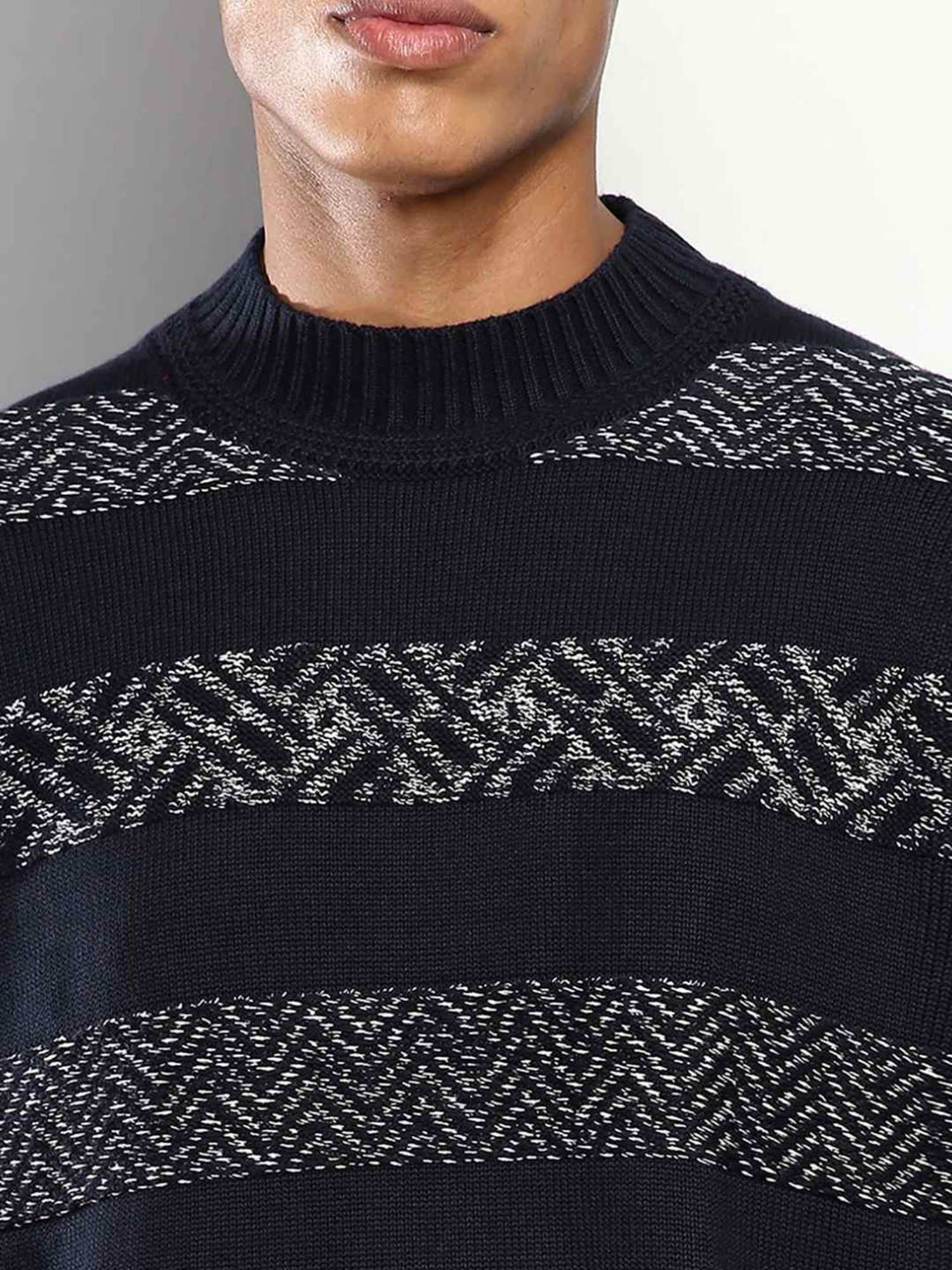 Tommy Hilfiger Desert Sky Cotton Regular Fit Striped Sweaters