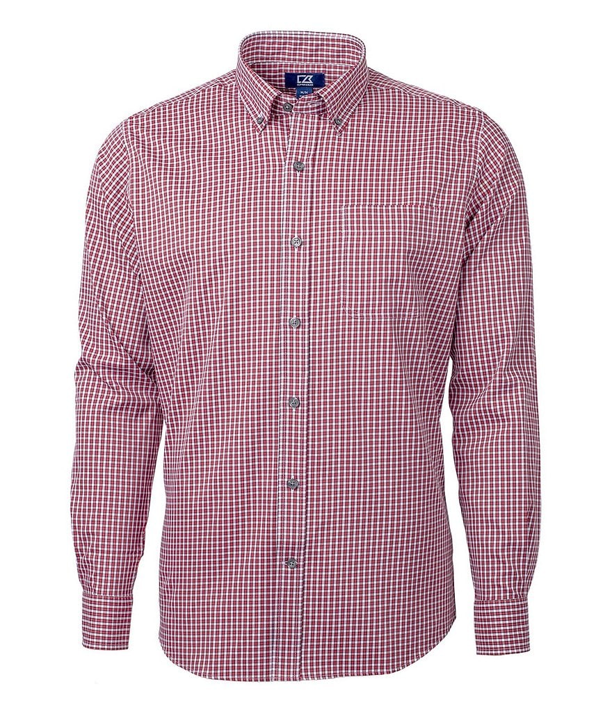 Cutter & Buck Versatech Checked Long-Sleeve Dress Shirt
