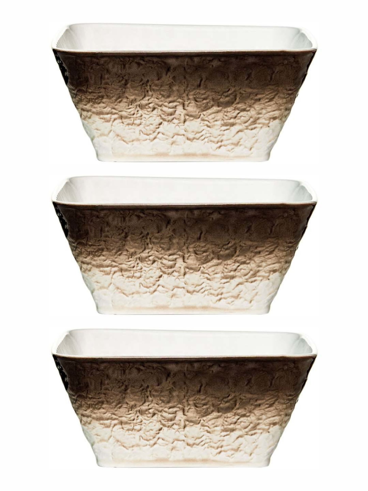 White Gold White & Brown Porcelain Serving Bowls - Set of 3
