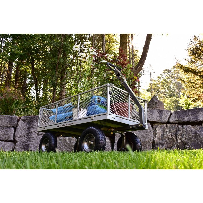 Gorilla Carts Heavy Duty Steel Utility Cart with Removable Sides and Pneumatic Tires Capacity
