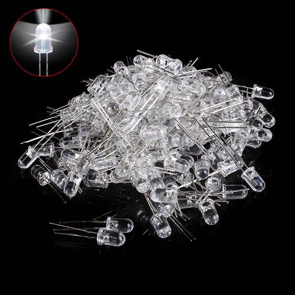 200Pcs White 5mm Round Emitting Diode LED Light Lamp 3.0-3.2V