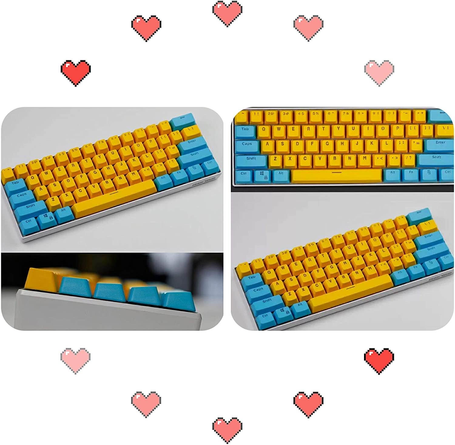 Taide 61 Key ANSI Layout OEM Profile PBT Thick Keycaps for 60% Mechanical Keyboard (Color 16)