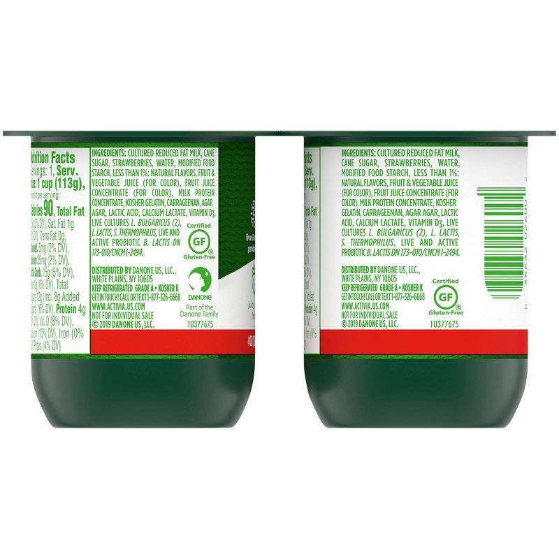 Dannon Activia Low Fat Strawberry Probiotic Yogurt - 4oz