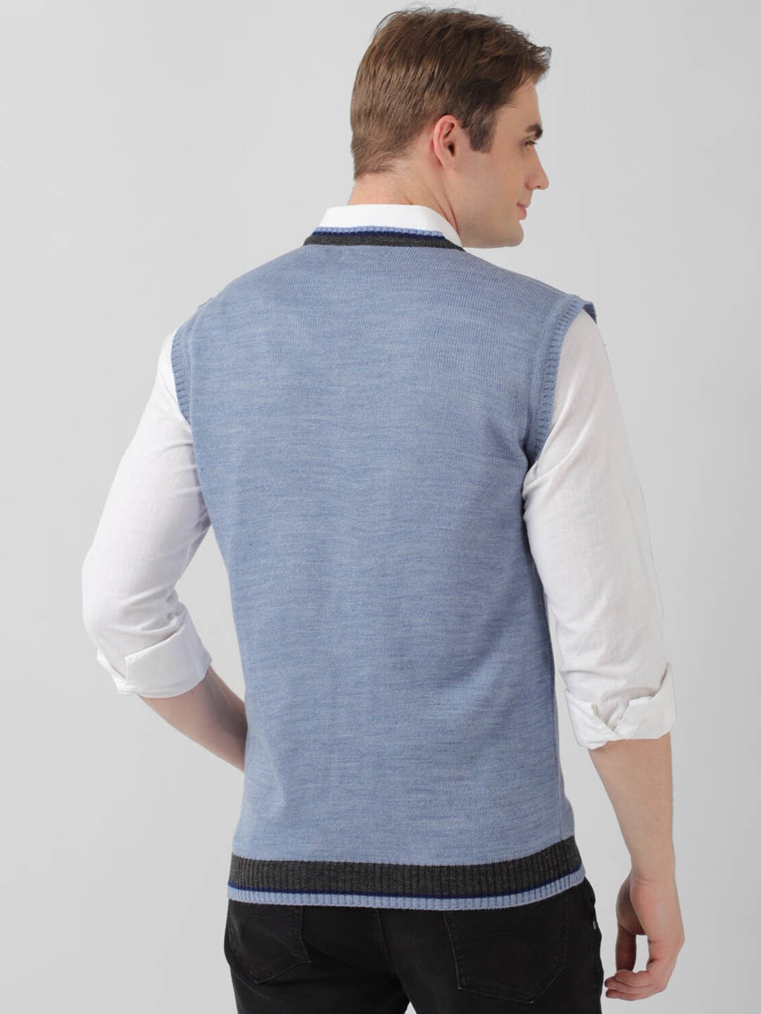 Peter England Blue Regular Fit Sweater