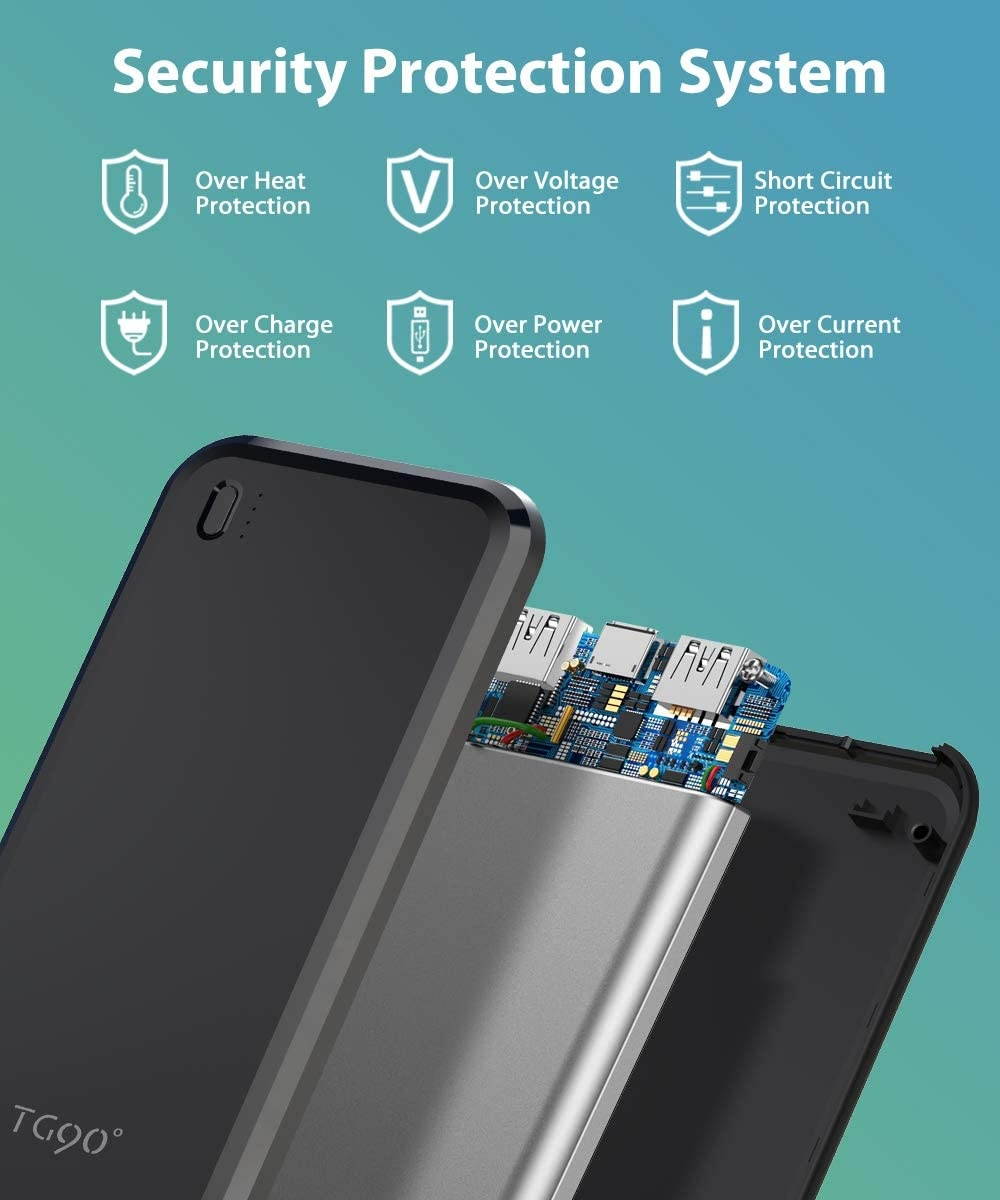 TG90 Power Bank 10000mAh Portable Battery Charger for Cell Phones External Battery Power Packs Ultra Slim Portable Phone Charger Compatible with iPhone Android Phone Smart Devices