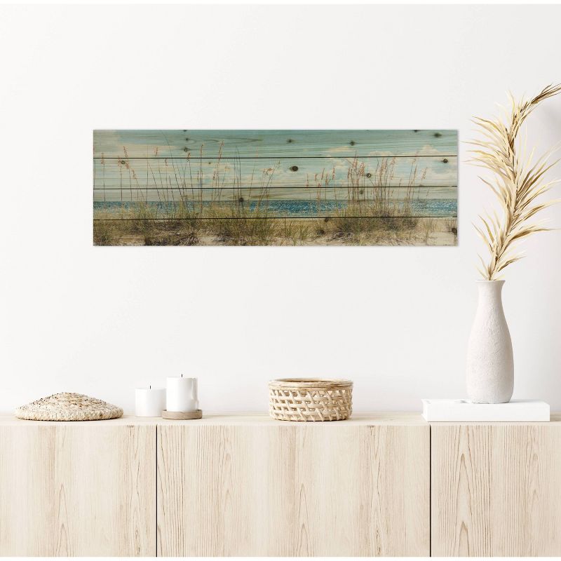 12" x 36" Sand Dunes Long Print on Planked Wood Wall Sign Panel Blue - Gallery 57