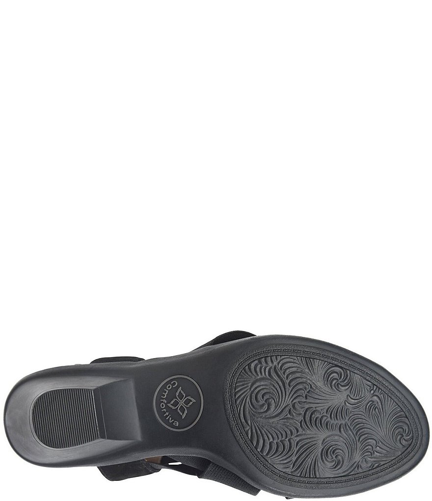 Comfortiva Farrow Elastic & Suede Woven Block Heel Sandals