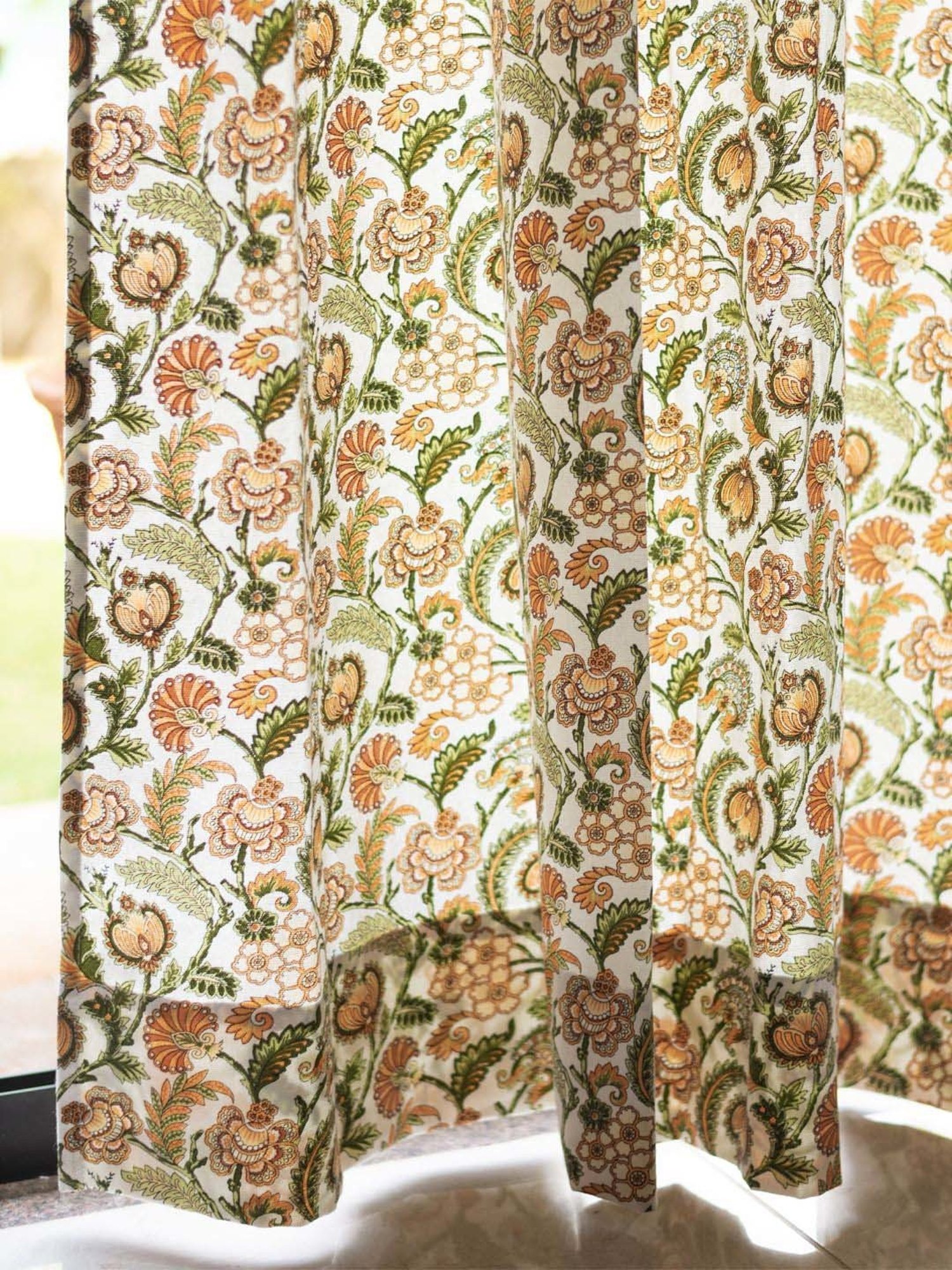 Urban Space Mustard Cotton Window Curtain With Tieback & Eyelet - Set of 2