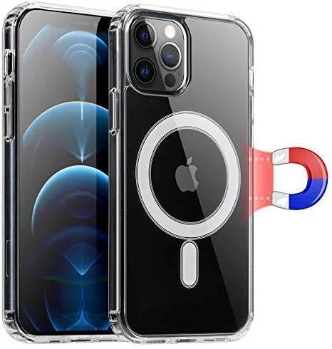 Designed for iPhone 12 Pro/12 Case 6.1", Magnetic Phone Case Compatible with MagSafe, [Anti-Yellow] [Ultra Slim] [200% Drop Protection] TPU+PC Hybrid Protective Cover for iPhone 12 Pro - Clear