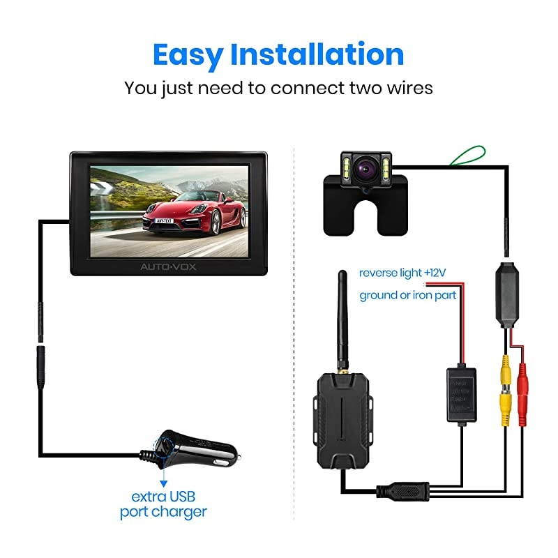 M1W Wireless Backup Camera Kit, Super Night Vision (6 LEDs) HD Rear View Camera for Truck, Sedan
