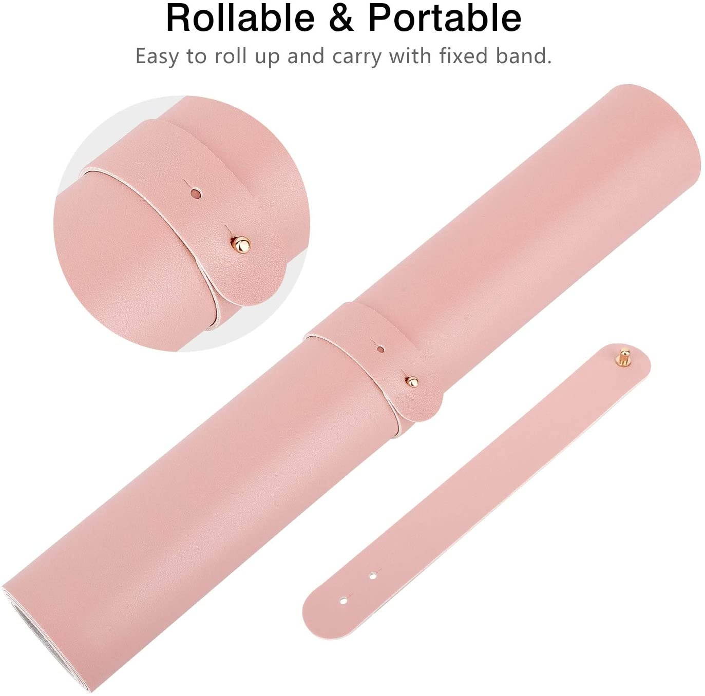 MoKo Computer Desk Mat - PU Large Extended Gaming Mouse Pad, Non-Slip Keyboard Mouse Mat, Waterproof Office Writing Desk Pad Protector, 31.5 x 15.7 x 0.08 Inch - Double Side Light Pink/Silvery Gray