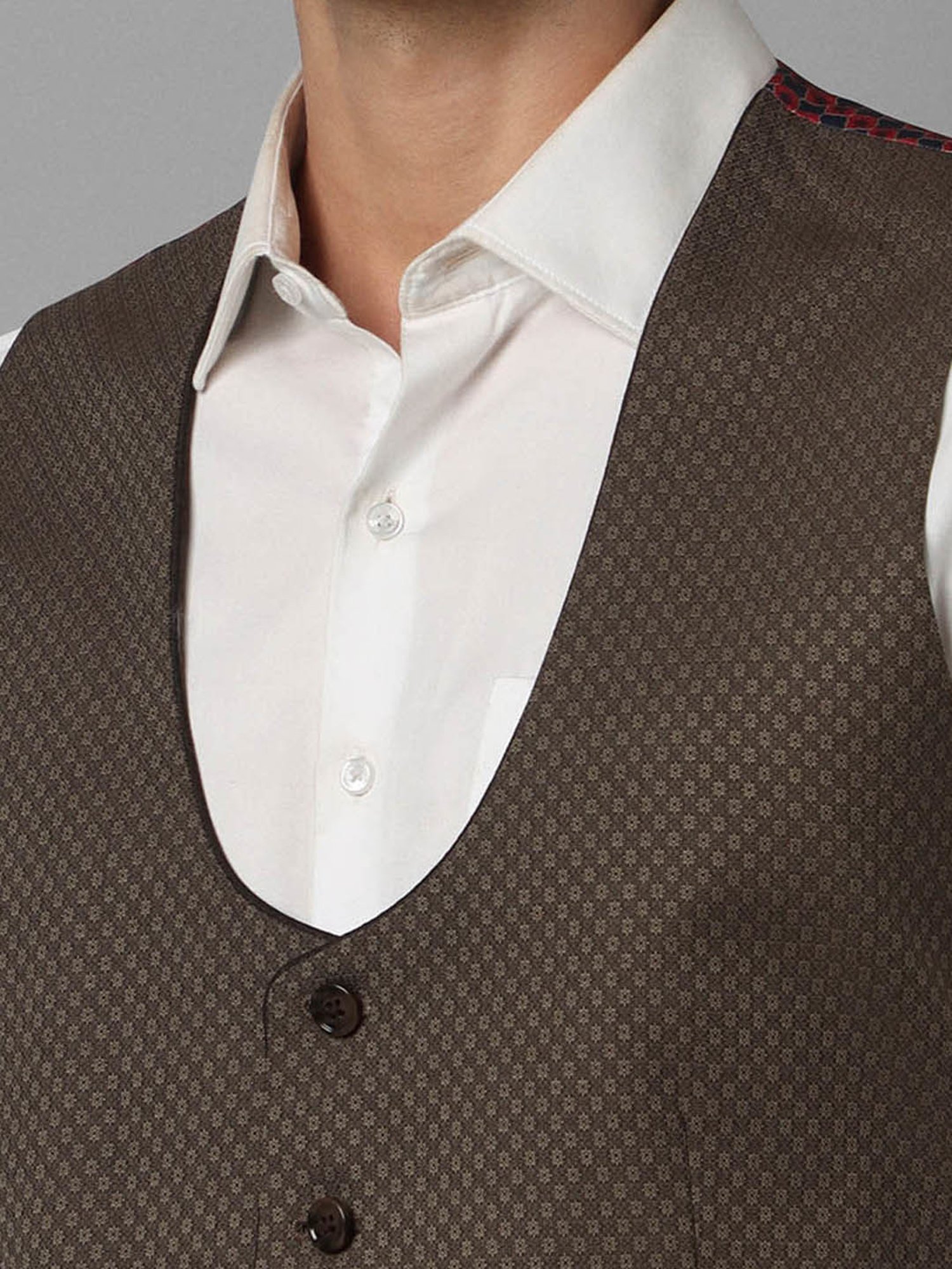 Louis Philippe Mid Brown Slim Fit Three Piece Suit