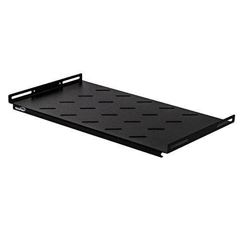 NavePoint 1U 19-Inch Fixed IT Network Cabinet Shelf For 450mm Depth Cabinet Enclosure Vented Black