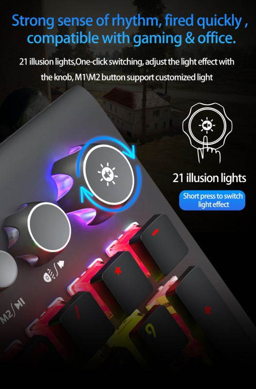 AULA S2096 Gamer Keyboard Mechanical Gaming Keyboard Backlit LED Wired 104 Keys Anti-ghosting Brown Blue Switch for PC Computer