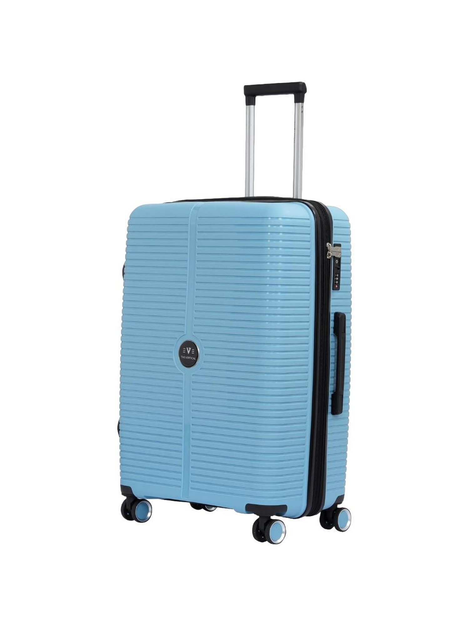 The Vertical Stellar Blue Wheels 8 Large Hard Cabin Trolley Bag