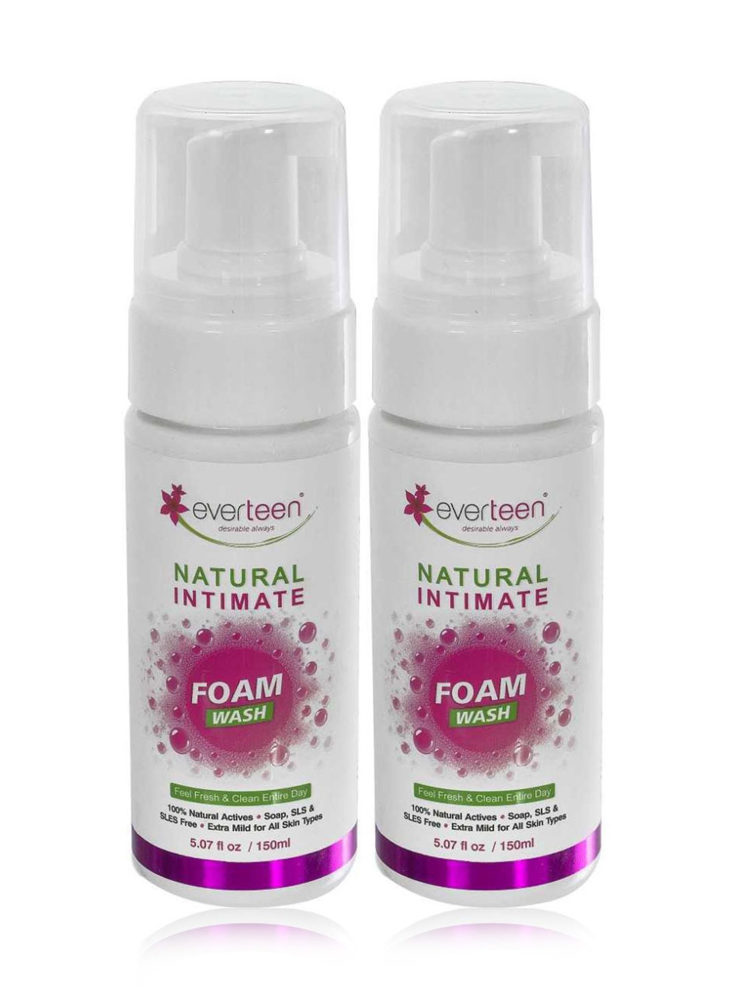 everteen Natural Intimate Foam Wash for Feminine Hygiene in Women - 150 ml Each (Pack of 2)