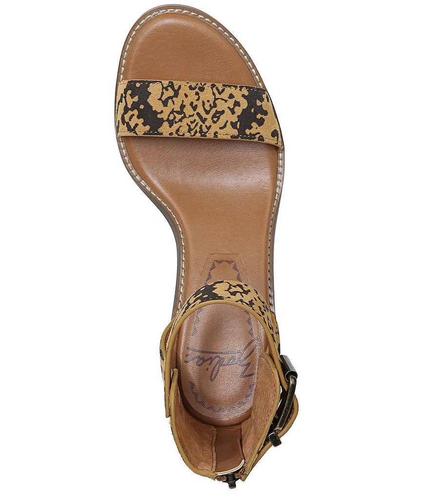 Zodiac Ilsa Leopard Printed Suede Ankle Strap Block Heel Sandals