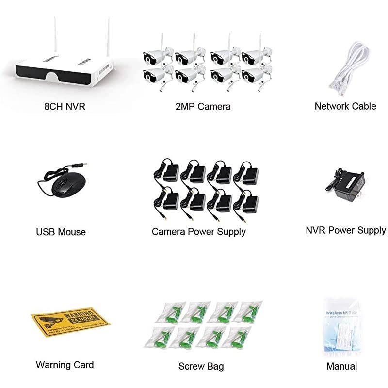 3MP Security Camera System Wireless,8-Channel NVR&8Pcs 1296P FHD (Clearer Than 1080P) Audio Record CCTV Cameras,Waterproof&Good Night Vision,Motion Alert(with 1TB Hard Drive)