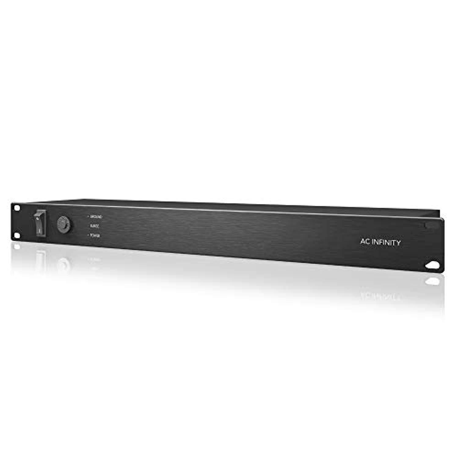 ac infinity teslacore a1, rackmount pdu with surge protector, 15a circuit breaker, 8 rear outlets, 15ft power cord, for av equi