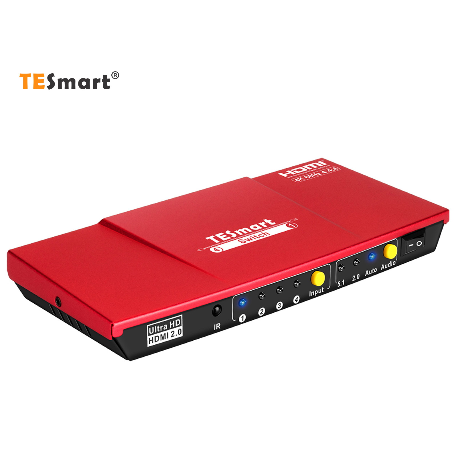 TESmart 4x1 HDMI Switch Ultra HD supports 4K@60Hz 4: 4: 4, 4-port HDMI switch 3DTV pass-through, Support S/PDIF and L/R audio out and IR remote control, For Xbox 360/One, PS4/PS3