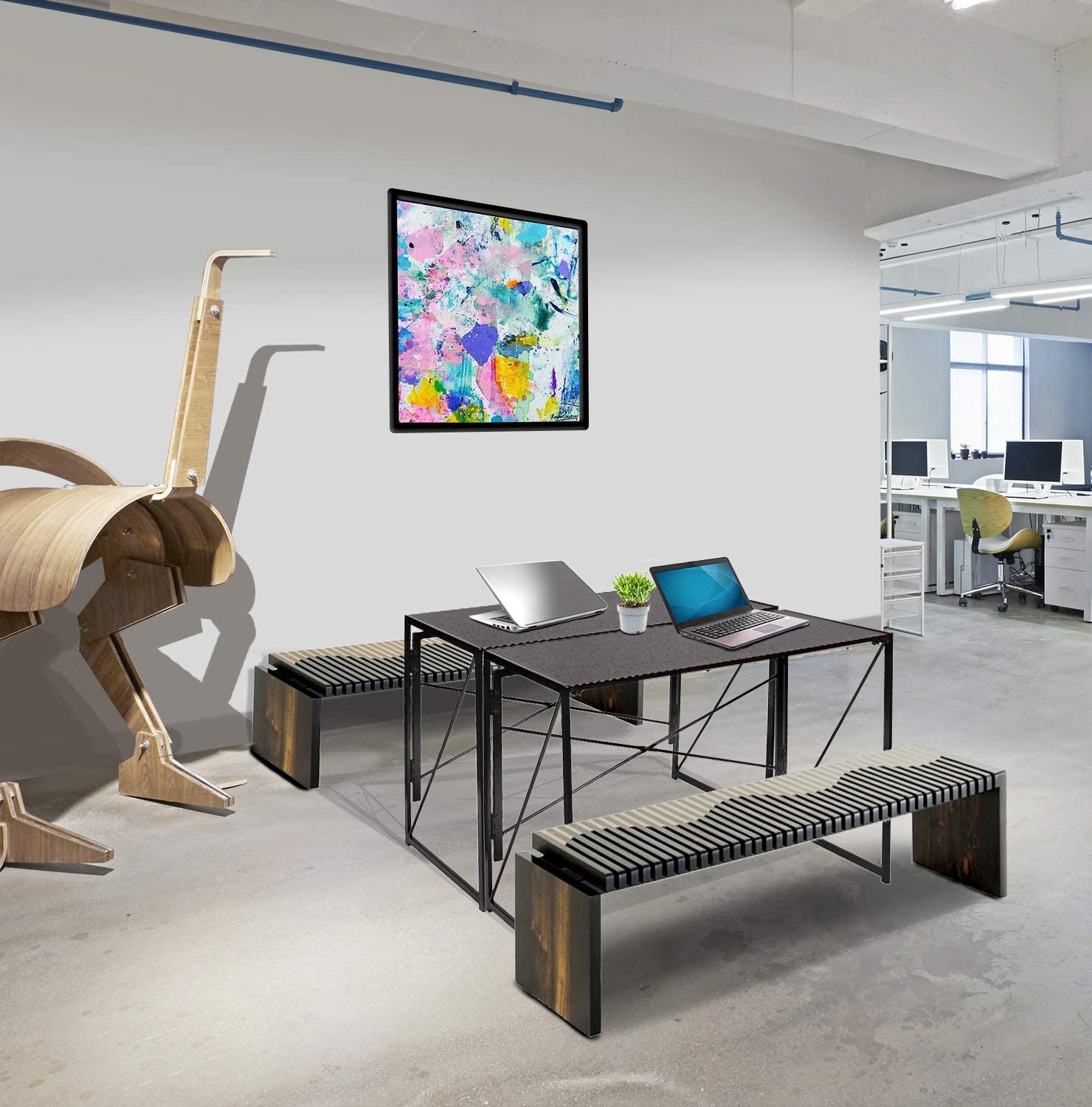 Folding Table Computer Desk, Modern Home Office Desk for PC or Laptop, Gaming Study Work Writing Foldable Desk Table for Small Spaces, Gray Wood Desk, 39 Inches