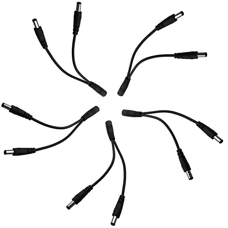 5pcs 5.5mm x 2.1mm Y Splitter Cable 1 Female to 2 Male Splitter 2 Way DC Power Cable for LED Strip - CCTV Camera - Car - Monitors